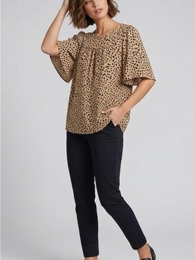 Heimish USA Dalmatian Print Flutter Sleeve Top Size Small